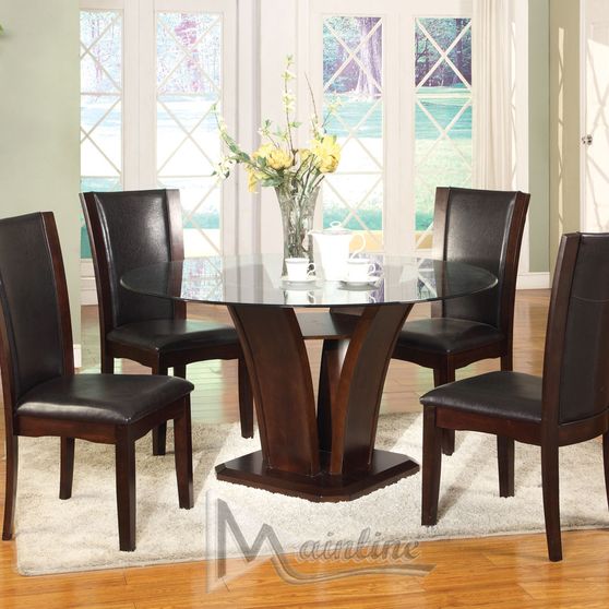 Contemporary two-toned round 5pcs dining set