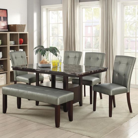 Faux marble top casual style dining table