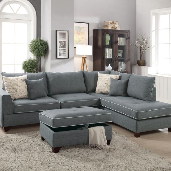 Steel dorris fabric reversible sectional sofa