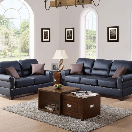 Faux leather black sofa and loveseat set