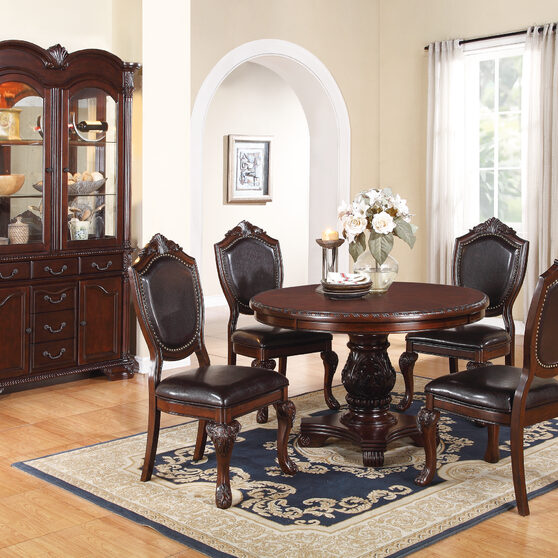 Dark brown and espresso wood/ veneers round dining table