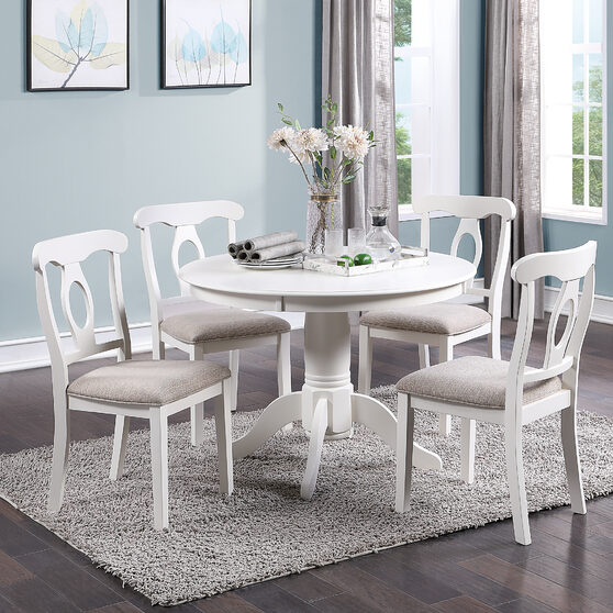White wooden top 5-pc dining set
