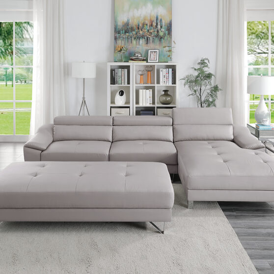 Gray faux leather 2-pc sectional set