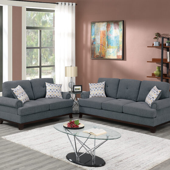 Ash gray chenille sofa and loveseat set
