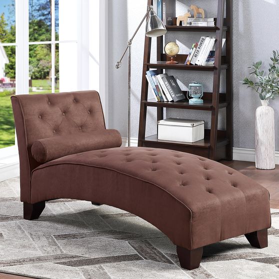 Chocolate microfiber tufted chaise lounger