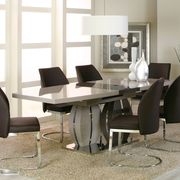 High gloss gray lacquered table w/ extension 5 pcs set main photo