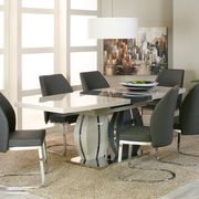 High gloss gray lacquered table w/ extension 5 pcs set main photo