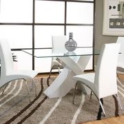 Modern glass top 5pcs dining set in white main photo