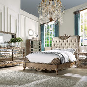 Champagne pu & antique gold queen bed main photo