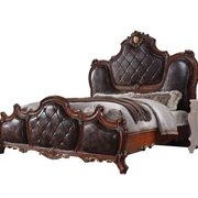Pu leather & cherry oak eastern king size bed main photo