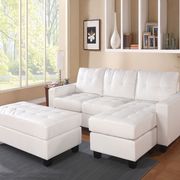 Reversible small white bonded leather match sectional main photo