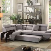 Gray fabric sectional sofa w/ pull-out sleeper
