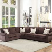 Chocolate chenille sectional w/ pull-out sleeper main photo