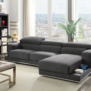 Contemporary gray fabric low-profile sectional main photo