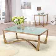Champagne finish crackle mirror coffee table main photo