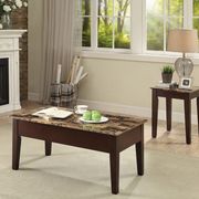 Dark brown faux marble top / lift top coffee table main photo