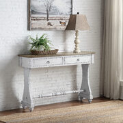 Antique white finish wooden console table main photo
