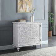 Antique white finish pattern front doors accent table main photo