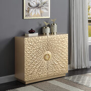 Gold finish pattern doors front console table main photo
