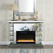 Beautiful mirrored finish and faux diamond inlay led electric fireplace main photo