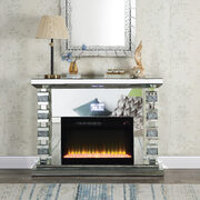 Beautiful mirrored finish and faux diamond inlay led electric fireplace