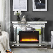 Mirrored & faux diamonds electric fireplace with illuminate main photo