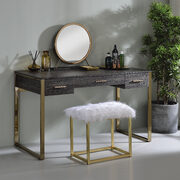 Champagne gold & black finish rectangular vanity desk w/ 2 usb main photo