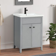 Gray finish rectangular sink cabinet main photo