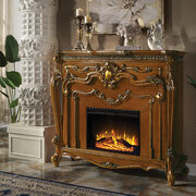 Honey oak finish winding carvings fireplace main photo