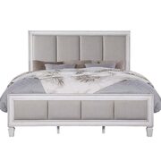 Gray linen channel-tufted headboard and footboard king bed main photo