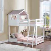 White & pink finish twin/twin bunk bed main photo