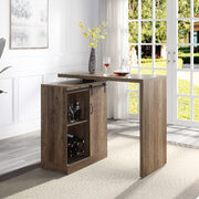 Rustic oak finish swivel top bar table w/ storage main photo