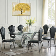Mirrored and faux diamonds rectangular dining table main photo