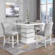 Faux crystal diamonds & white high gloss finish counter height dining table main photo