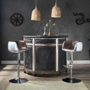Blend of antique ebony top grain leather and aluminum bar table main photo