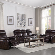 Dark brown top grain leather upholstery motion sofa main photo
