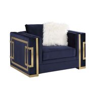 Blue velvet upholstery and gold detail on the base chair main photo