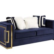 Blue velvet upholstery and gold detail on the base loveseat main photo