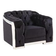 Black velvet upholstery & chrome finish base classic chesterfield design chair main photo