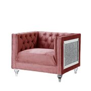 Pink velvet faux diamond trim classic chair main photo