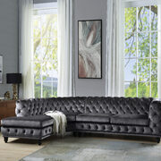Dark gray velvet traditional design sectional sofa main photo