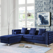 Blue velvet upholstery contemporary design sofa main photo