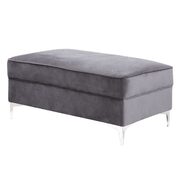Gray velvet upholstery contemporary design ottoman main photo