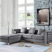 Gray velvet upholstery contemporary design sofa main photo