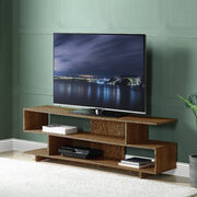 Walnut finish rectangular TV stand main photo