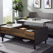 Marble, walnut & black finish rectangular coffee table/ w lift top main photo