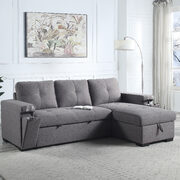 Dark gray fabric upholstery sleeper sectional sofa main photo