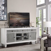 Rustic gray & white finish wood TV stand main photo