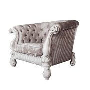 Ivory fabric & bone white finish crescent-high shelter backrest chair main photo