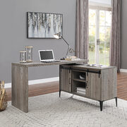 Gray oak & black finish writing desk with swivel function main photo